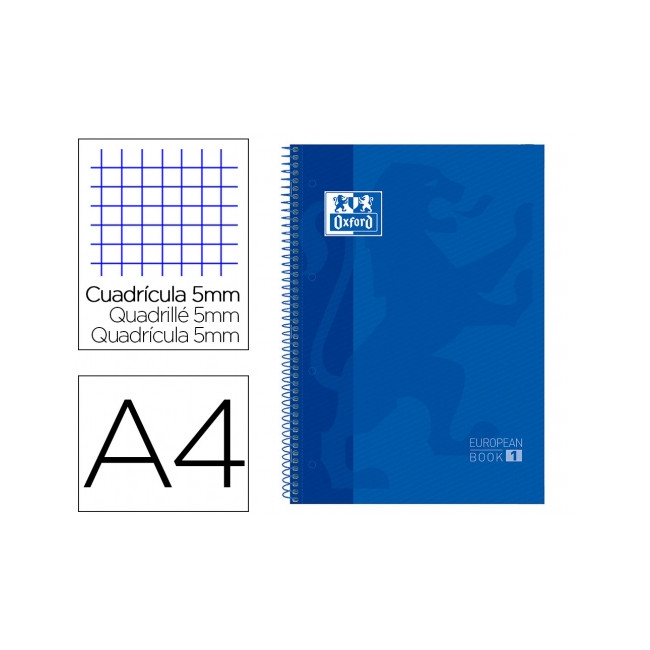 ▷ CUADERNO OXFORD AZUL MICROPERFORADO A4+ 80H. 90G 5X5 | Taine - Imagen 2