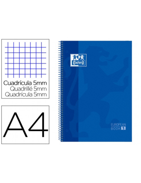 ▷ CUADERNO OXFORD AZUL MICROPERFORADO A4+ 80H. 90G 5X5 | Taine - Imagen 2