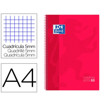 ▷ CUADERNO OXFORD ROJO MICROPERFORADO A4 80H 90G 5X5 | Taine - Imagen 1