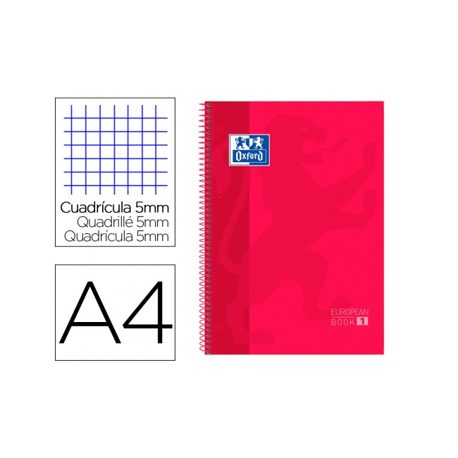 ▷ CUADERNO OXFORD ROJO MICROPERFORADO A4 80H 90G 5X5 | Taine - Imagen 2