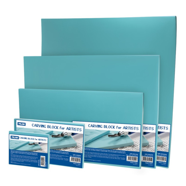 ▷ PLANCHA MILAN GRABADO 30X30X0,6CM AZUL ARTIST CARVING BLOK | Taine - Imagen 1