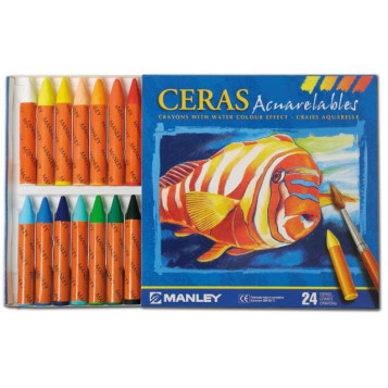 ▷ CERAS MANLEY ACUARELABLES CJ.24 UDS. CLORES SURTIDOS | Taine - Imagen 1