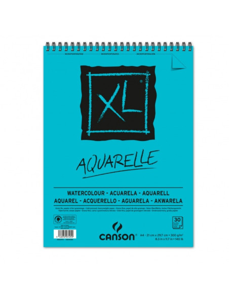 ▷ BLOC DIBUJO CANSON XL A4 30H 300G ACUARELA ESPIRAL MICR | Taine - Imagen 2