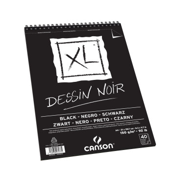 ▷ BLOC DIBUJO CANSON XL A4 40H 150G NOIR ESPIRAL MICR DRAWING | Taine - Imagen 1