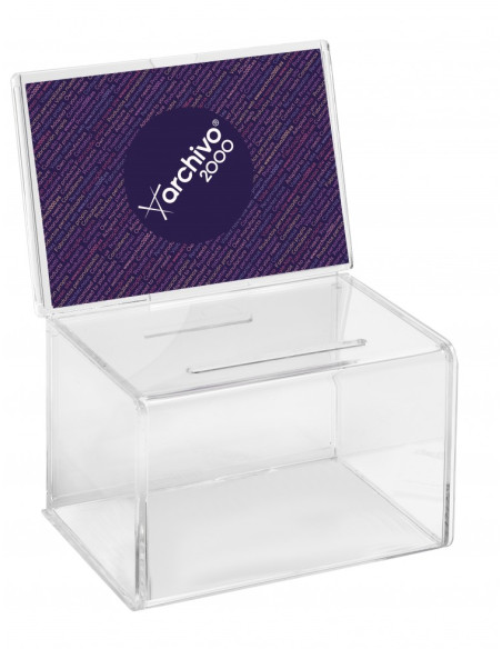 ▷ BUZON SUGERENCIAS PERSONALIZABLE SIN LLAVE 155X110X205 MM TRANSPARENTE | Taine - Imagen 2