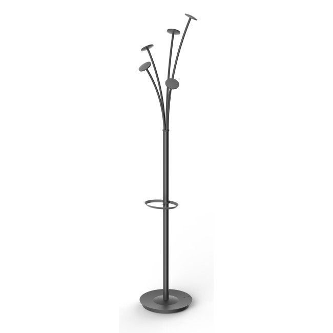 ▷ PERCHERO DE PIE CON 5 GANCHOS GRANDES Y SOPORTE PARA PARAGUAS 355X1870 MM NEGRO | Taine - Imagen 1