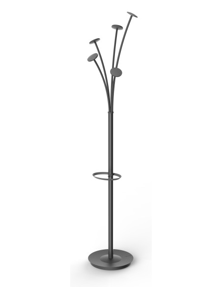 ▷ PERCHERO DE PIE CON 5 GANCHOS GRANDES Y SOPORTE PARA PARAGUAS 355X1870 MM NEGRO | Taine - Imagen 1