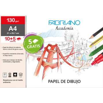▷ LAMINAS FABRIANO DIBUJO A4 130G 10HJ GRANO NAT.ESCUELA | Taine - Imagen 1