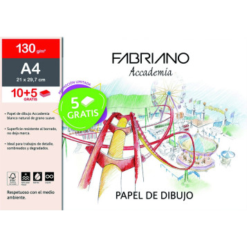 ▷ LAMINAS FABRIANO DIBUJO A4+ RECUADRO 130G 10HJ GRANO NAT.ESCUELA | Taine - Imagen 1