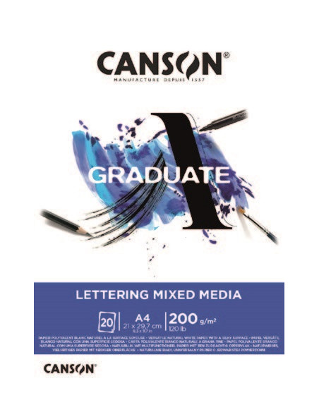 ▷ BLOC DIBUJO CANSON MARKER A4 20H 200G GRADUATE LETTERING | Taine - Imagen 1