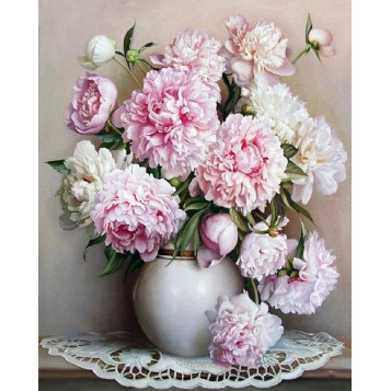 ▷ PINTAR POR NÚMEROS PN027 40X50CM FIGURA "JARRÓN DE PEONÍAS" | Taine - Imagen 1