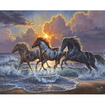 ▷ PINTAR POR NÚMEROS FA10016Y 40X50CM FIGURA "TRÍO DE CABALLOS" | Taine - Imagen 1
