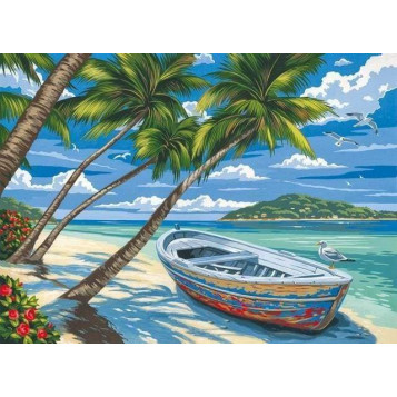 ▷ PINTAR POR NÚMEROS PN1329Y 40X50CM FIGURA "BARCO DEBAJO DEL COCOTERO" | Taine - Imagen 1