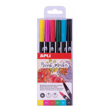 ▷ ROTULADORES APLI 6 UDS DUO PINCEL | Taine - Imagen 1