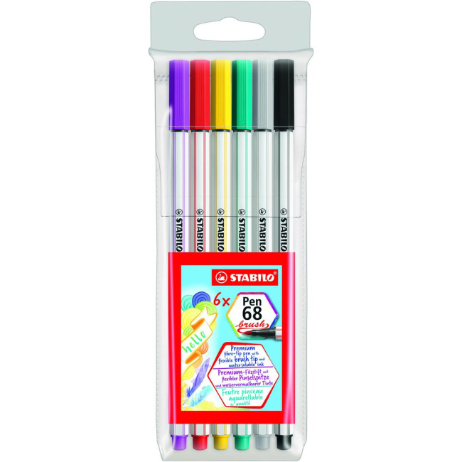 ▷ ROTULADORES STABILO 6 UDS ESTUCHE PINCEL BRUSH | Taine - Imagen 1