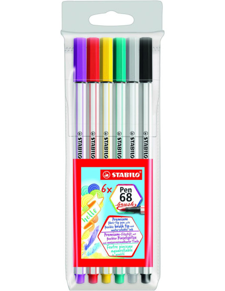 ▷ ROTULADORES STABILO 6 UDS ESTUCHE PINCEL BRUSH | Taine - Imagen 1